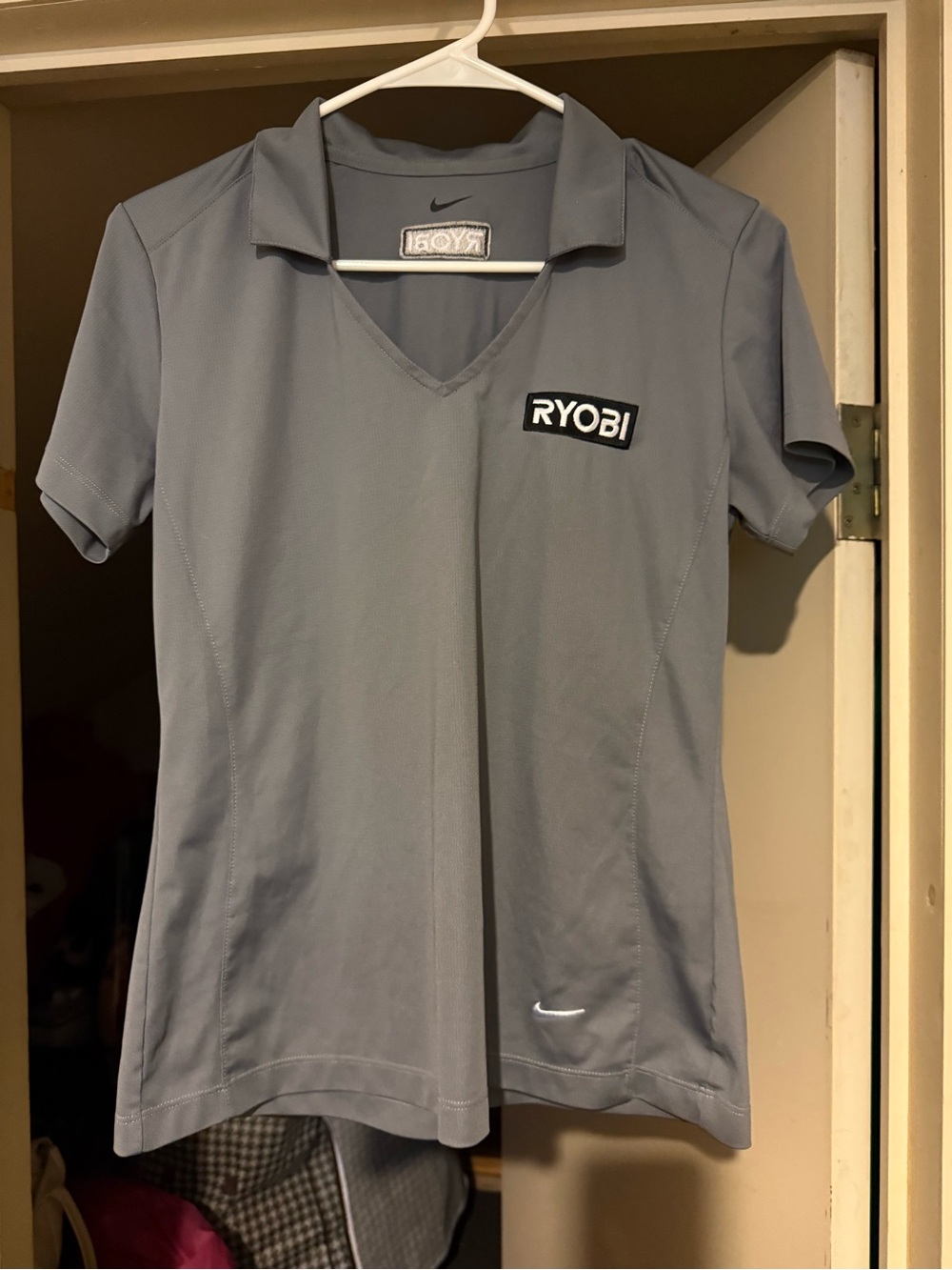 Nike Women's Short-Sleeve Polo Tee in Light Gray with Ryobi Patch